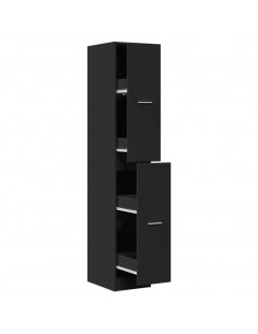 Armadietto da Farmacia Nero 30x41x174,5 cm in Truciolato 2