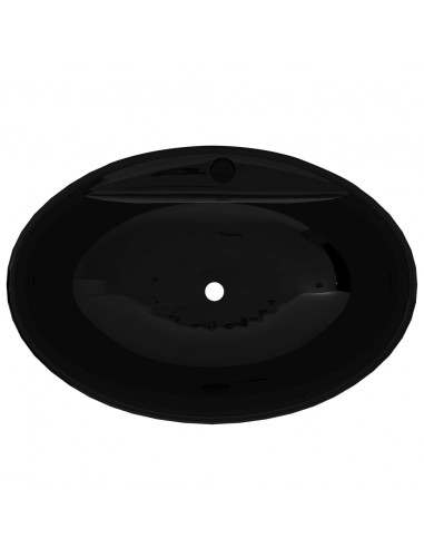 Lavandino per bagno in Ceramica nera ovale con Foro di trabocco