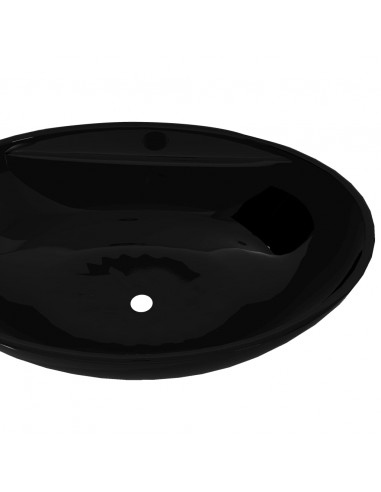 Lavandino per bagno in Ceramica nera ovale con Foro di trabocco