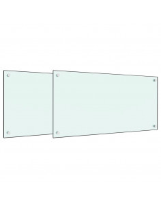 Paraschizzi per Cucina 2 pz Bianchi 80x50 cm in Vetro Temperato 2