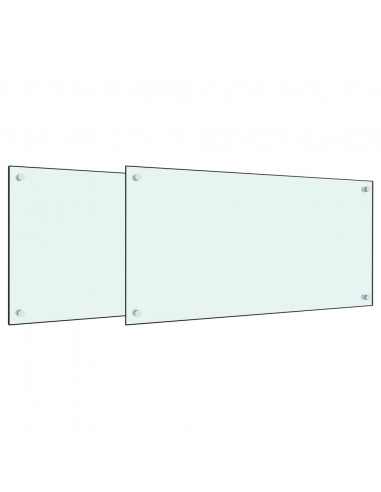 Paraschizzi per Cucina 2 pz Bianchi 80x50 cm in Vetro Temperato