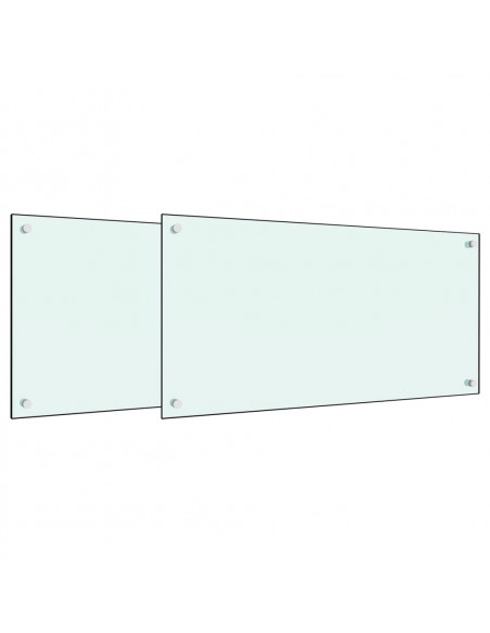 Paraschizzi per Cucina 2 pz Bianchi 80x50 cm in Vetro Temperato