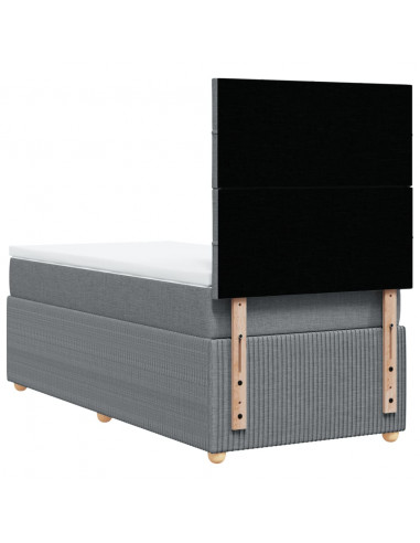 Giroletto a Molle con Materasso Grigio Chiaro 90x190 cm Tessuto