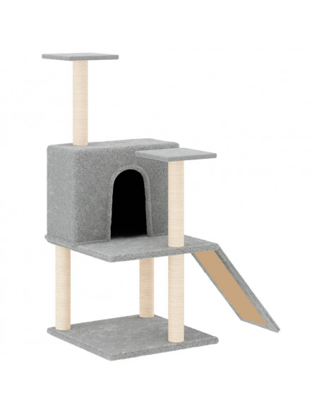 Albero per Gatti con Tiragraffi in Sisal Grigio Chiaro 109 cm