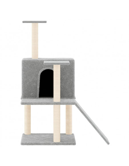 Albero per Gatti con Tiragraffi in Sisal Grigio Chiaro 109 cm
