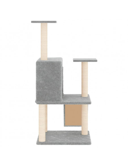 Albero per Gatti con Tiragraffi in Sisal Grigio Chiaro 109 cm