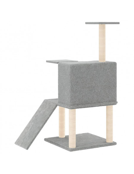 Albero per Gatti con Tiragraffi in Sisal Grigio Chiaro 109 cm