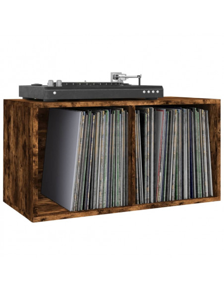 Contenitore per Vinili Rovere Fumo 71x34x36cm Legno Multistrato