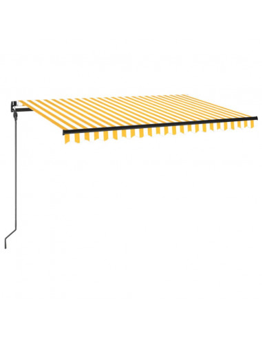 Tenda da Sole Retrattile Manuale e LED 450x300 cm Gialla Bianca