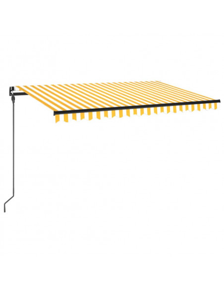 Tenda da Sole Retrattile Manuale e LED 450x300 cm Gialla Bianca