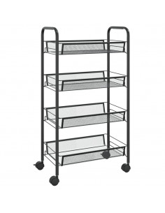 Carrello da Cucina con 4 Ripiani Nero 46x26x64 cm in Ferro 2