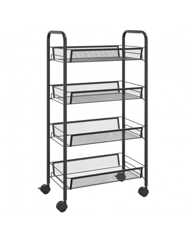 Carrello da Cucina con 4 Ripiani Nero 46x26x64 cm in Ferro