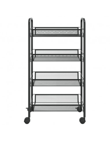 Carrello da Cucina con 4 Ripiani Nero 46x26x64 cm in Ferro