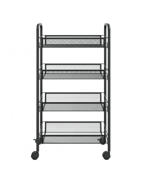 Carrello da Cucina con 4 Ripiani Nero 46x26x64 cm in Ferro