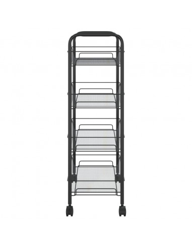Carrello da Cucina con 4 Ripiani Nero 46x26x64 cm in Ferro