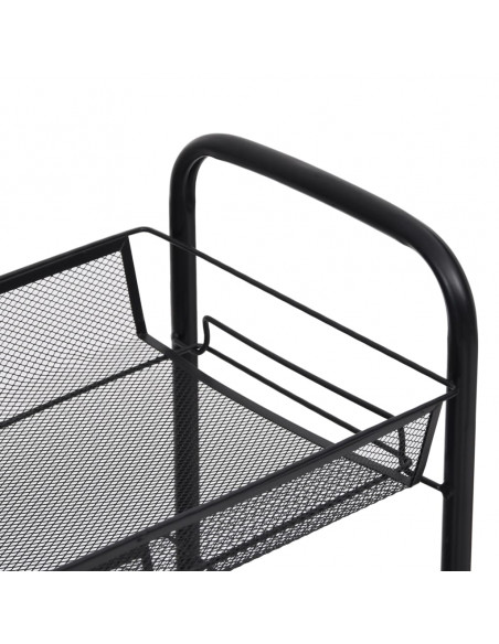 Carrello da Cucina con 4 Ripiani Nero 46x26x64 cm in Ferro