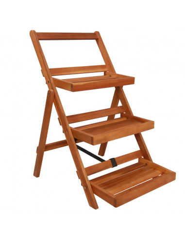 Piedistallo per Piante a 3 Livelli 50x63x80cm Massello d'Acacia