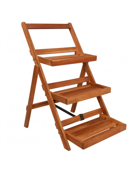 Piedistallo per Piante a 3 Livelli 50x63x80cm Massello d'Acacia