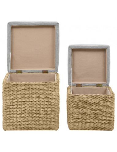 Set Pouf 2 pz in Giunco Grigio