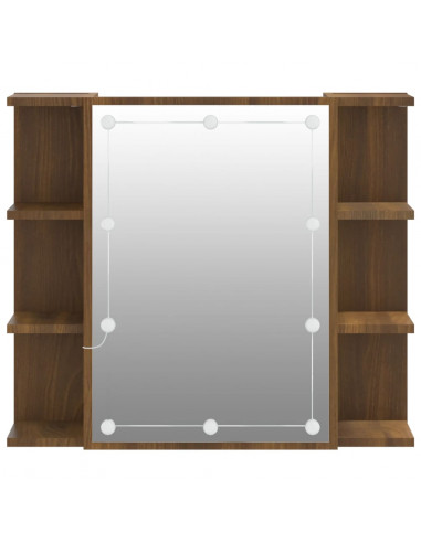 Mobile a Specchio con LED Rovere Marrone 70x16,5x60 cm