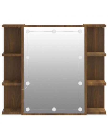 Mobile a Specchio con LED Rovere Marrone 70x16,5x60 cm