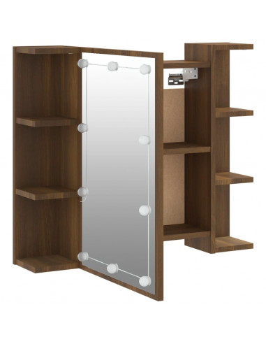 Mobile a Specchio con LED Rovere Marrone 70x16,5x60 cm