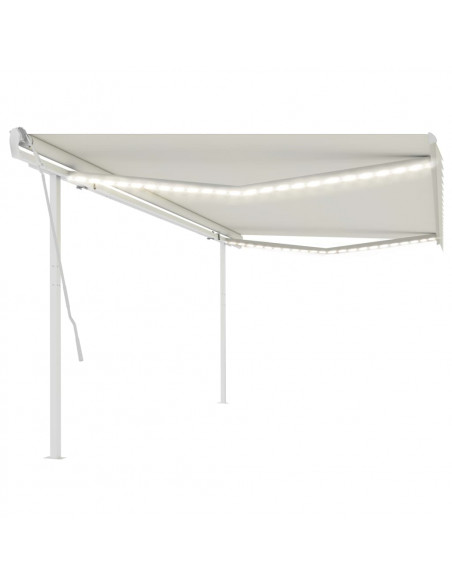 Tenda da Sole Retrattile Manuale con LED 5x3 m Crema