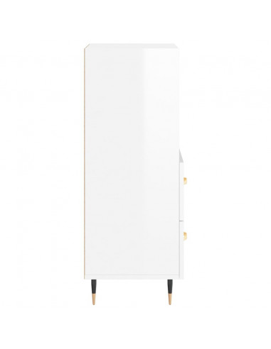 Credenza Bianco Lucido 34,5x34x90 cm in Legno Multistrato