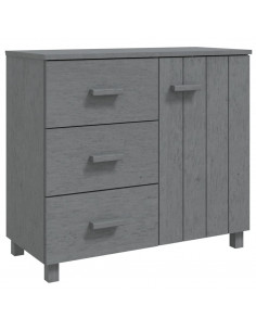 Credenza HAMAR Grigio Scuro 90x40x80 cm Legno Massello di Pino 2
