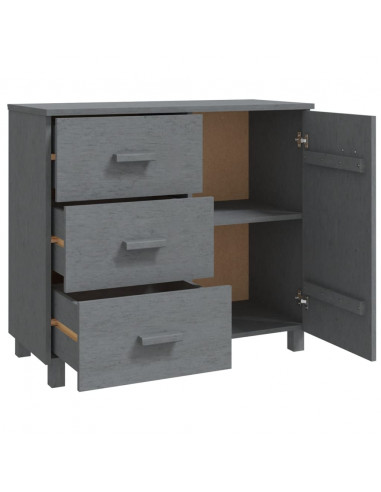 Credenza HAMAR Grigio Scuro 90x40x80 cm Legno Massello di Pino