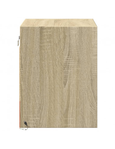 Comodini a Parete con luci LED 2 pz Rovere Sonoma