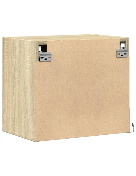 Comodini a Parete con luci LED 2 pz Rovere Sonoma