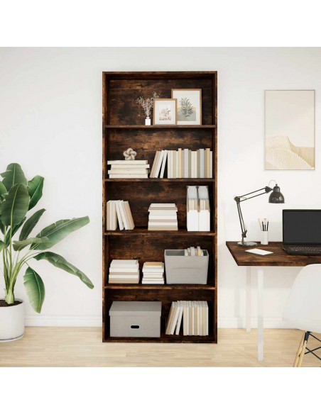 Libreria Rovere Fumo 80x30x189 cm in Legno Multistrato