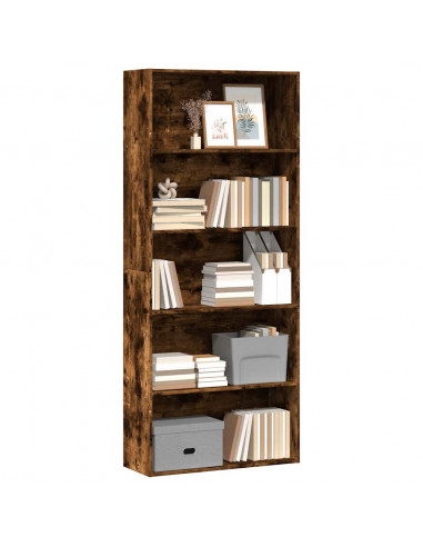 Libreria Rovere Fumo 80x30x189 cm in Legno Multistrato