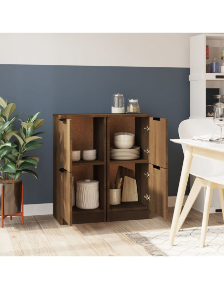 Credenze 2 pz Rovere Marrone 30x30x70 cm in Legno Multistrato