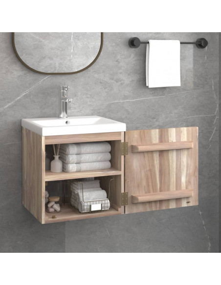 Mobile da Bagno a Parete 41x38x40 cm in Legno Massello di Teak