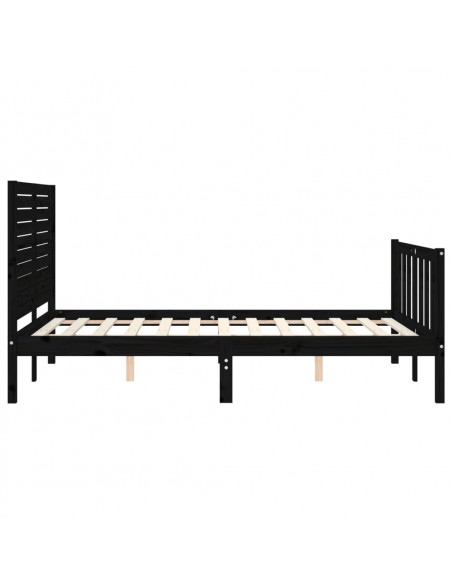 Giroletto con Testiera Nero 140x190 cm in Legno Massello