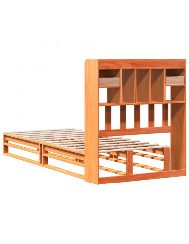 Letto Libreria senza Materasso Marrone Cera 100x200 cm in Pino