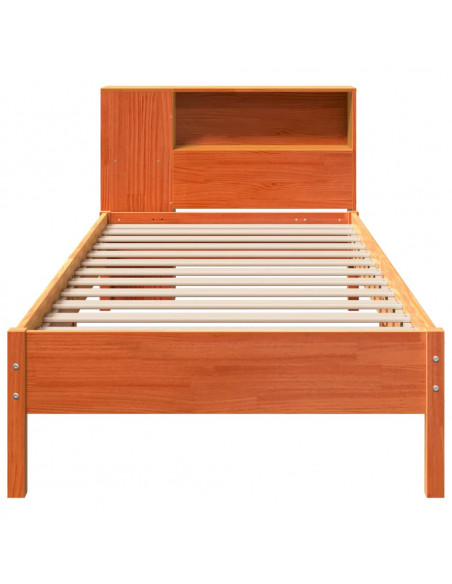 Letto Libreria senza Materasso Marrone Cera 90x200 cm in Pino