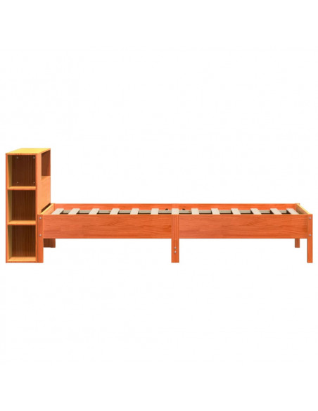 Letto Libreria senza Materasso Marrone Cera 90x200 cm in Pino