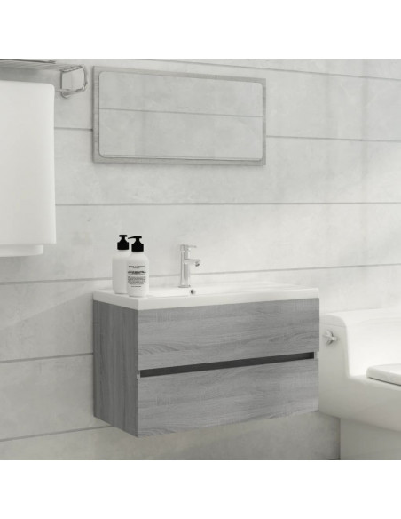 Mobile Sottolavabo Grigio Sonoma 80x38,5x45cm Legno Multistrato