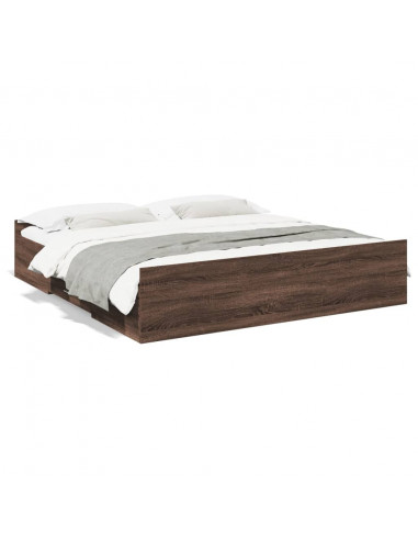 Giroletto Cassetti Rovere Marrone 200x200 cm Legno Multistrato