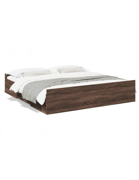 Giroletto Cassetti Rovere Marrone 200x200 cm Legno Multistrato