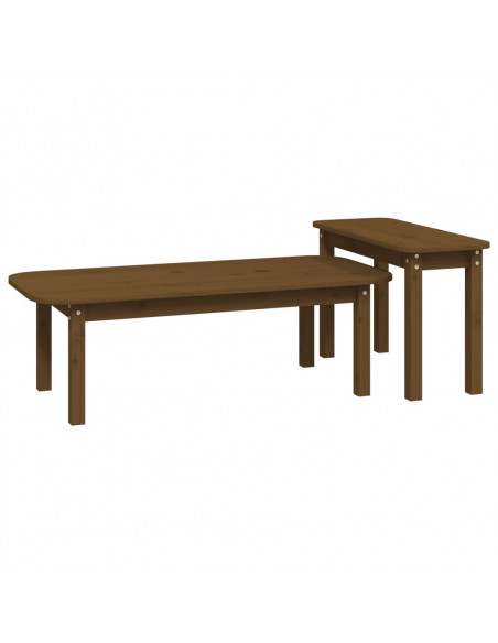 Set Tavolini da Salotto 2 pz Miele in Legno Massello di Pino