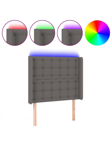 Testiera a LED Grigio 83x16x118/128 cm in Similpelle