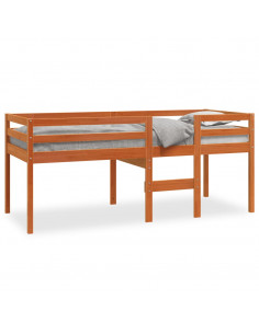 Letto a Soppalco Marrone Cera 80x200 cm Legno Massello di Pino 2
