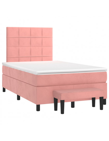 Giroletto a Molle con Materasso Rosa 120x190 cm in Velluto