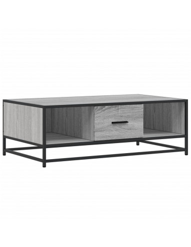 Tavolino Grigio Sonoma 100x57x35 cm Legno Multistrato e Metallo