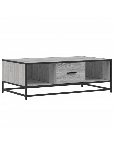 Tavolino Grigio Sonoma 100x57x35 cm Legno Multistrato e Metallo
