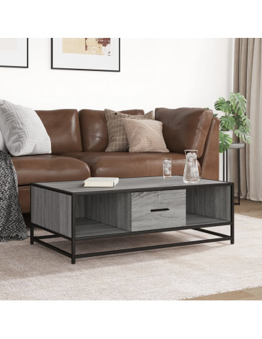 Tavolino Grigio Sonoma 100x57x35 cm Legno Multistrato e Metallo